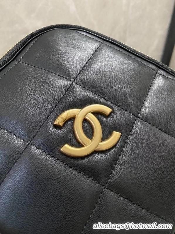 Low Cost Chanel small diamond bag Grained Calfskin & Gold-Tone Metal AS2201 black