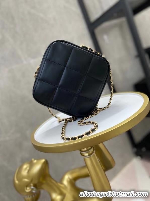 Low Cost Chanel small diamond bag Grained Calfskin & Gold-Tone Metal AS2201 black