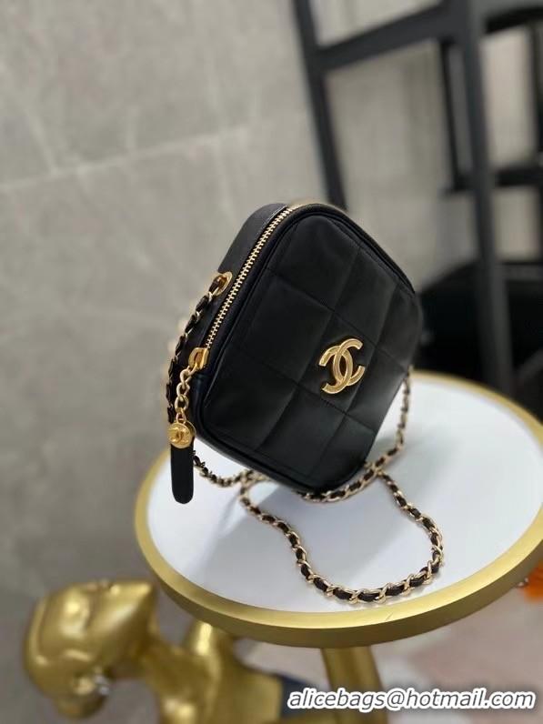 Low Cost Chanel small diamond bag Grained Calfskin & Gold-Tone Metal AS2201 black