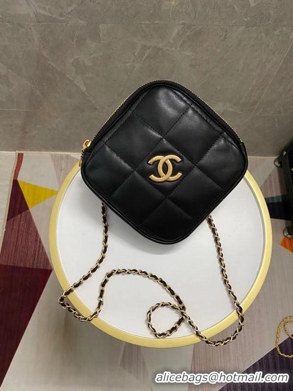 Low Cost Chanel small diamond bag Grained Calfskin & Gold-Tone Metal AS2201 black