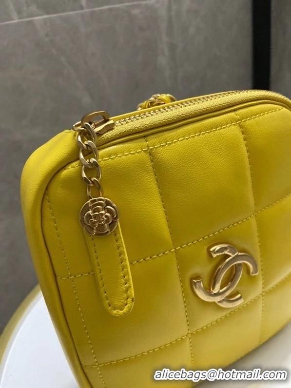 Grade Quality Chanel small diamond bag Grained Calfskin & Gold-Tone Metal AS2201 yellow