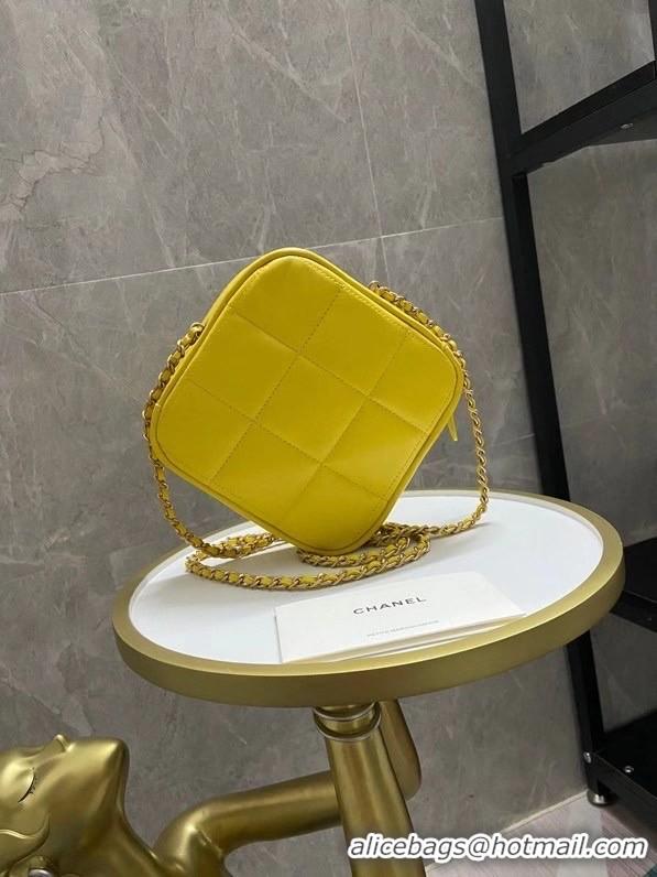 Grade Quality Chanel small diamond bag Grained Calfskin & Gold-Tone Metal AS2201 yellow