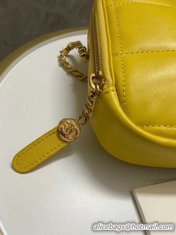 Grade Quality Chanel small diamond bag Grained Calfskin & Gold-Tone Metal AS2201 yellow