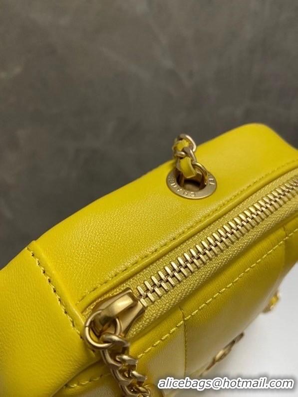 Grade Quality Chanel small diamond bag Grained Calfskin & Gold-Tone Metal AS2201 yellow