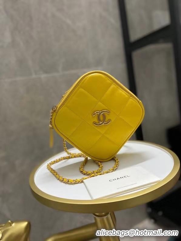 Grade Quality Chanel small diamond bag Grained Calfskin & Gold-Tone Metal AS2201 yellow