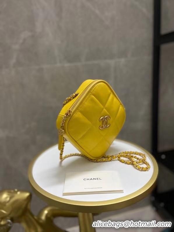 Grade Quality Chanel small diamond bag Grained Calfskin & Gold-Tone Metal AS2201 yellow