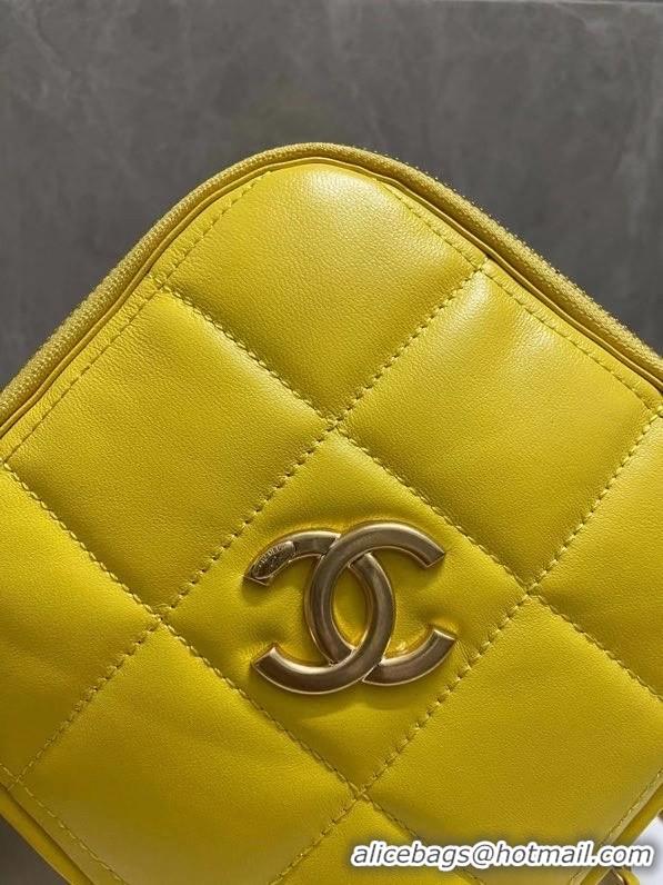 Grade Quality Chanel small diamond bag Grained Calfskin & Gold-Tone Metal AS2201 yellow