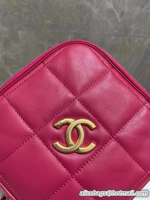 Famous Brand Chanel small diamond bag Grained Calfskin & Gold-Tone Metal AS2201 Pink