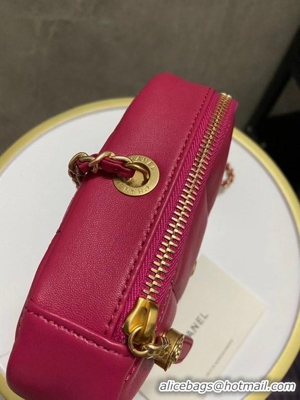 Famous Brand Chanel small diamond bag Grained Calfskin & Gold-Tone Metal AS2201 Pink