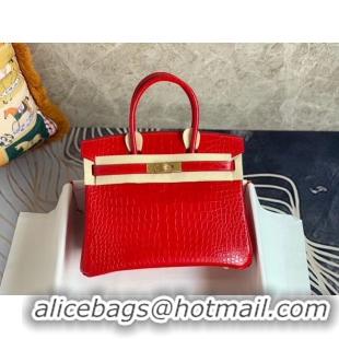 Unique Style Hermes Birkin Bag Original Leather crocodile HBK35 red