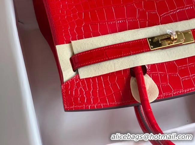 Unique Style Hermes Birkin Bag Original Leather crocodile HBK35 red