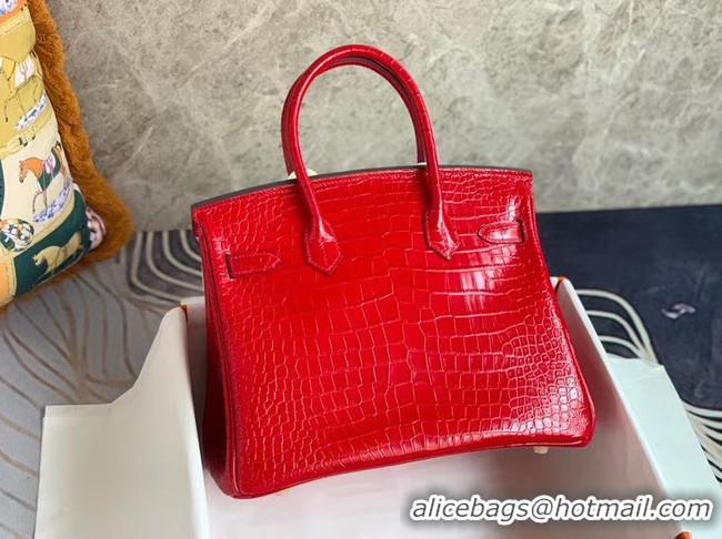 Unique Style Hermes Birkin Bag Original Leather crocodile HBK35 red