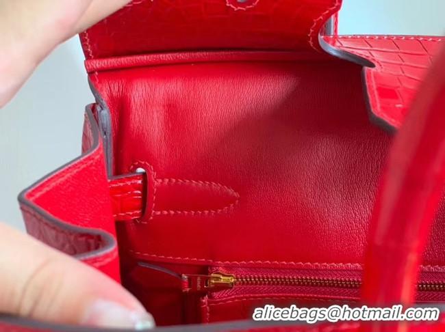 Unique Style Hermes Birkin Bag Original Leather crocodile HBK35 red