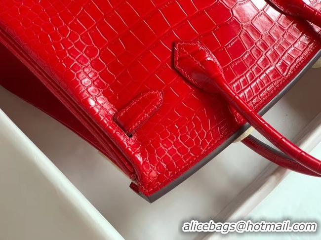 Unique Style Hermes Birkin Bag Original Leather crocodile HBK35 red