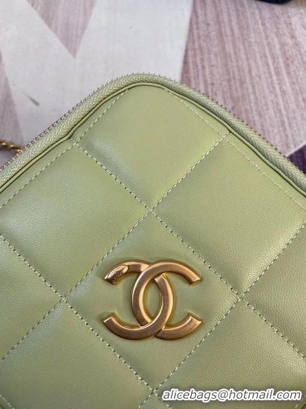 Popular Style Chanel small diamond bag Grained Calfskin & Gold-Tone Metal AS2201 green