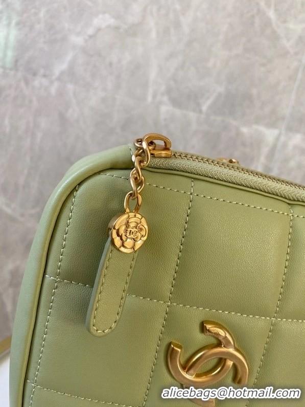 Popular Style Chanel small diamond bag Grained Calfskin & Gold-Tone Metal AS2201 green