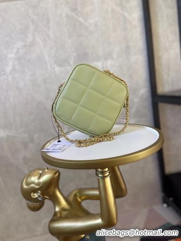 Popular Style Chanel small diamond bag Grained Calfskin & Gold-Tone Metal AS2201 green