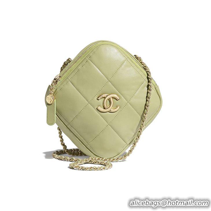 Popular Style Chanel small diamond bag Grained Calfskin & Gold-Tone Metal AS2201 green