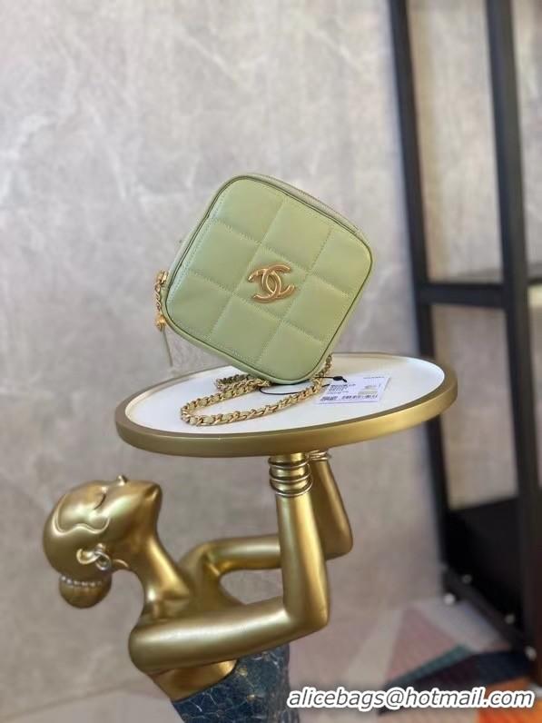 Popular Style Chanel small diamond bag Grained Calfskin & Gold-Tone Metal AS2201 green