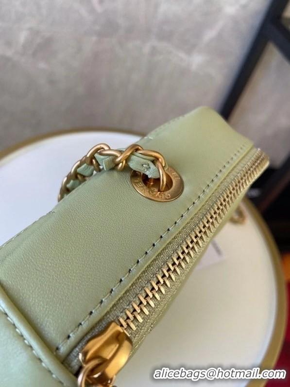 Popular Style Chanel small diamond bag Grained Calfskin & Gold-Tone Metal AS2201 green