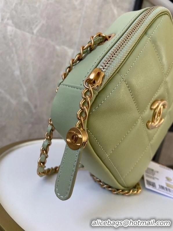 Popular Style Chanel small diamond bag Grained Calfskin & Gold-Tone Metal AS2201 green