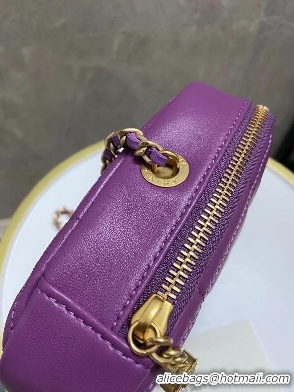 Top Design Chanel small diamond bag Grained Calfskin & Gold-Tone Metal AS2201 purple