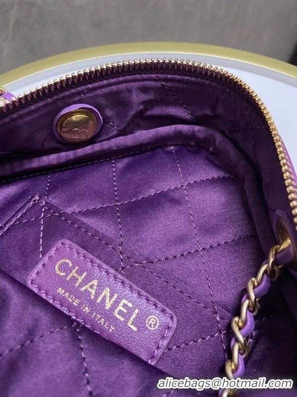 Top Design Chanel small diamond bag Grained Calfskin & Gold-Tone Metal AS2201 purple