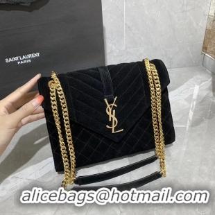 Top Quality YSL ENVELOPE MEDIUM BAG IN MIX MATELASSE VELVET Y487206 black