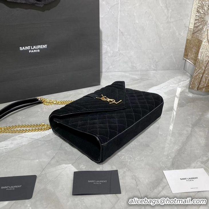 Top Quality YSL ENVELOPE MEDIUM BAG IN MIX MATELASSE VELVET Y487206 black