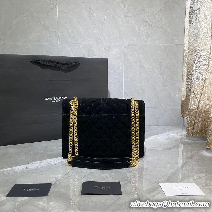 Top Quality YSL ENVELOPE MEDIUM BAG IN MIX MATELASSE VELVET Y487206 black