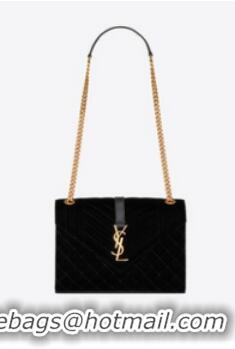 Top Quality YSL ENVELOPE MEDIUM BAG IN MIX MATELASSE VELVET Y487206 black