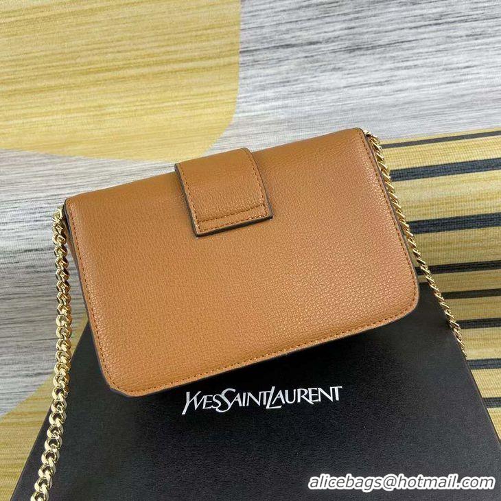 Famous Brand Yves Saint Laurent Calfskin Leather Shoulder Bag Y635629 Brown