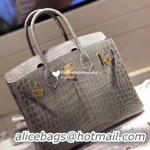 Charming Hermes Birkin Bag Original Leather crocodile HBK35 grey