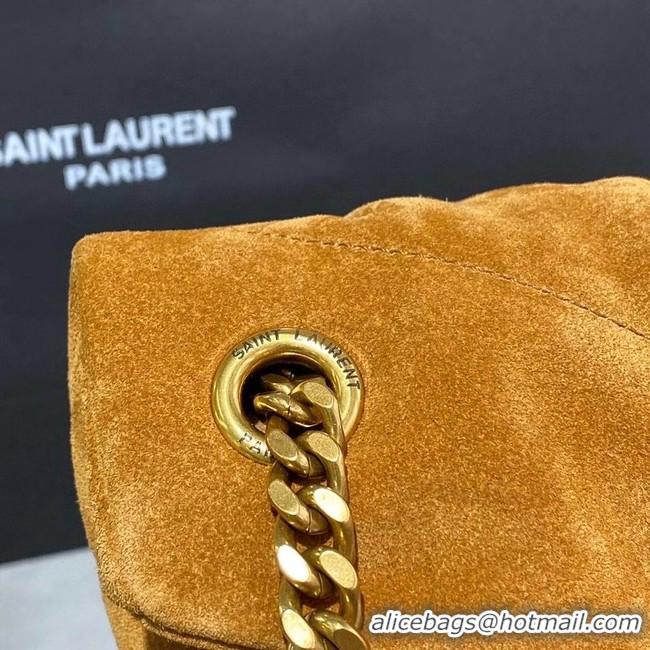 Popular Style Yves Saint Laurent LOULOU PUFFER SMALL BAG SATCHEL IN SUEDE 169207 Brown