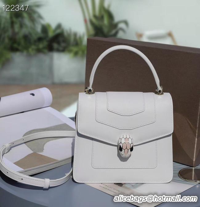 Duplicate Bvlgari Serpenti Forever leather small crossbody bag 20286 white