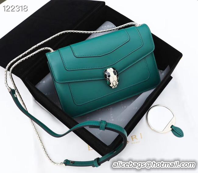 Duplicate Bvlgari Serpenti Forever leather small crossbody bag 28090 Emerald