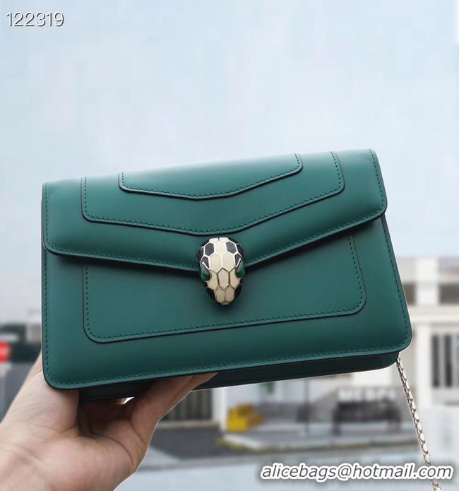 Duplicate Bvlgari Serpenti Forever leather small crossbody bag 28090 Emerald