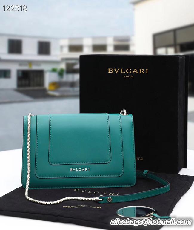 Duplicate Bvlgari Serpenti Forever leather small crossbody bag 28090 Emerald