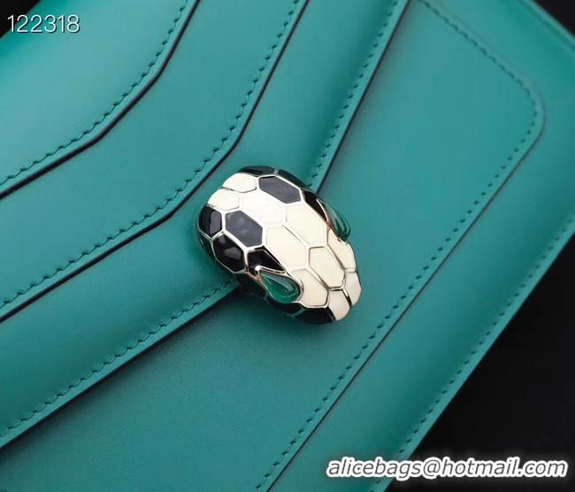 Duplicate Bvlgari Serpenti Forever leather small crossbody bag 28090 Emerald