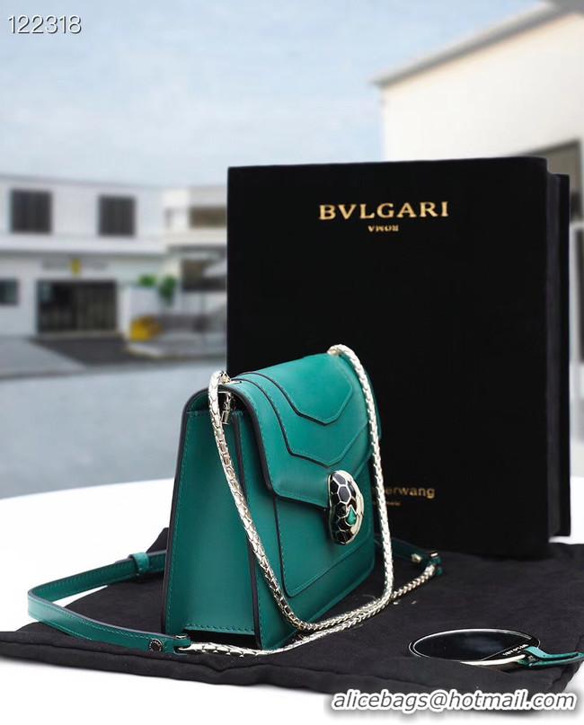 Duplicate Bvlgari Serpenti Forever leather small crossbody bag 28090 Emerald