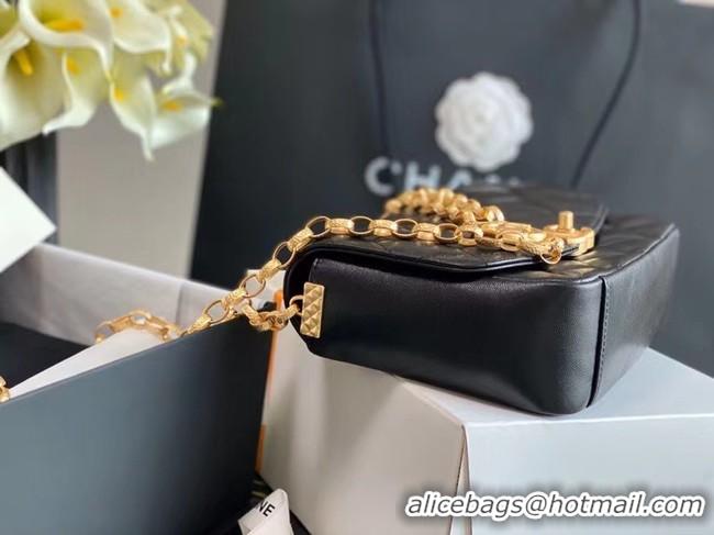 Fashion Cheap Chanel small flap bag Lambskin & Gold-Tone Metal AS2189 black