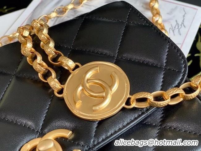 Fashion Cheap Chanel small flap bag Lambskin & Gold-Tone Metal AS2189 black