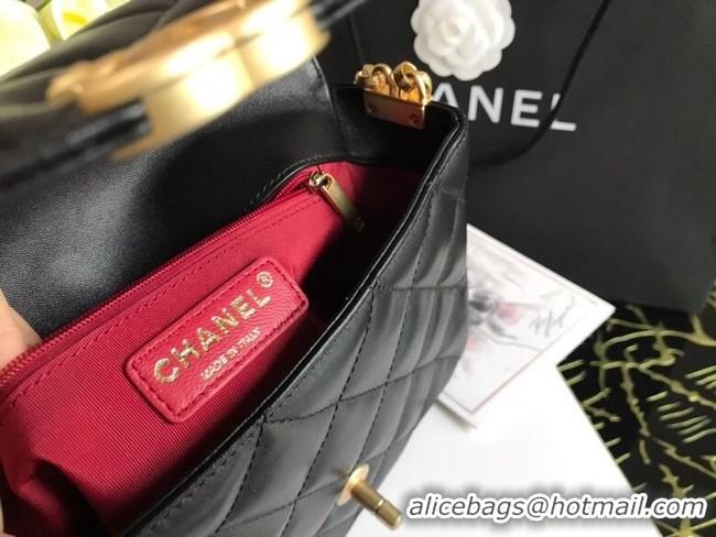 Fashion Cheap Chanel small flap bag Lambskin & Gold-Tone Metal AS2189 black