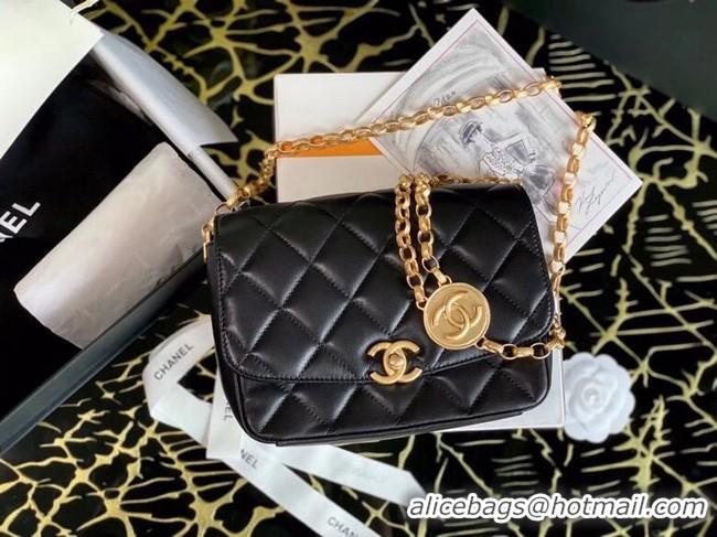 Fashion Cheap Chanel small flap bag Lambskin & Gold-Tone Metal AS2189 black