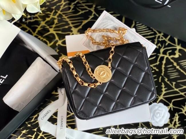 Fashion Cheap Chanel small flap bag Lambskin & Gold-Tone Metal AS2189 black