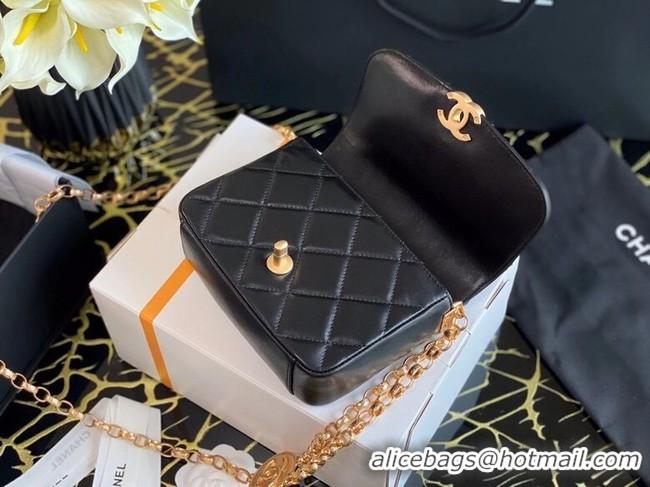 Top Quality Chanel flap bag Lambskin & Gold-Tone Metal AS2222 black