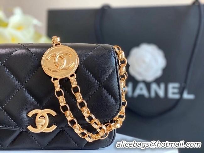 Top Quality Chanel flap bag Lambskin & Gold-Tone Metal AS2222 black