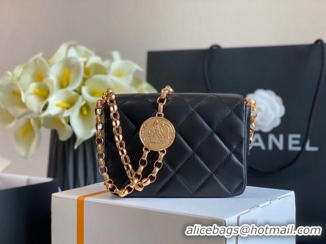 Top Quality Chanel flap bag Lambskin & Gold-Tone Metal AS2222 black