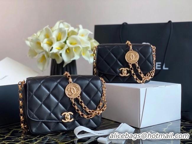 Top Quality Chanel flap bag Lambskin & Gold-Tone Metal AS2222 black