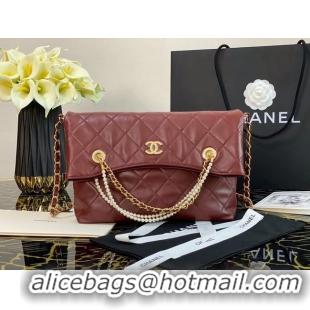 Luxury Cheap Chanel Original shopping bag AS2213 Burgundy